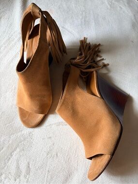 Chloe Suede Fringe Tied Wedge